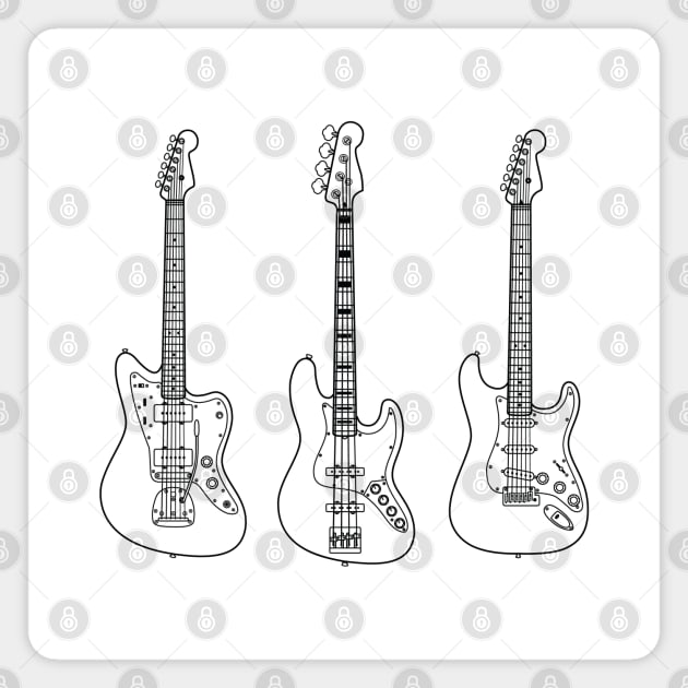 Guitar and Bass Collection Outline Light Theme Magnet by nightsworthy